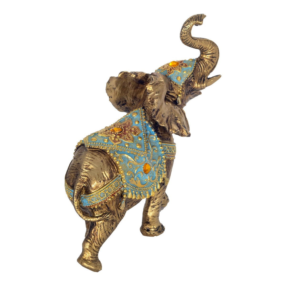 Elefante Dorado Manto Turquesa