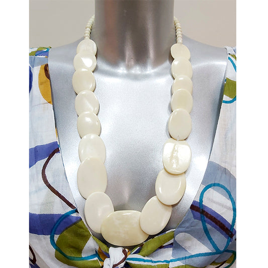 Collar India Resina Blanco