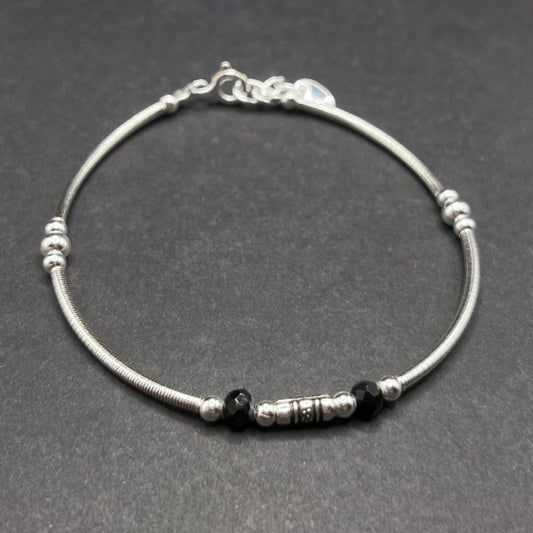 Pulsera Semirrígida Tubo Circonita Negra
