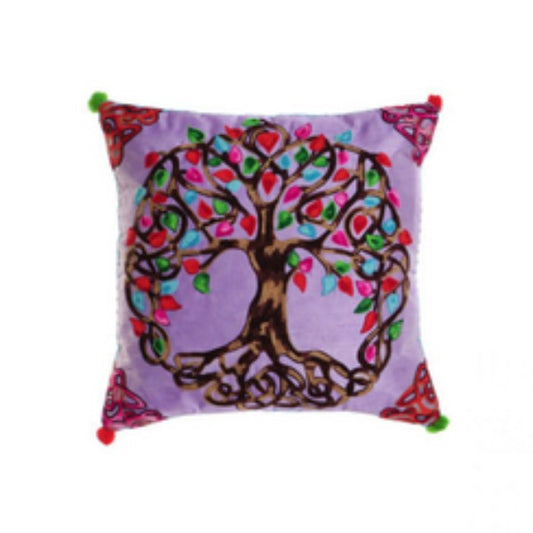 Cojín Algodón Árbol Vida Púrpura