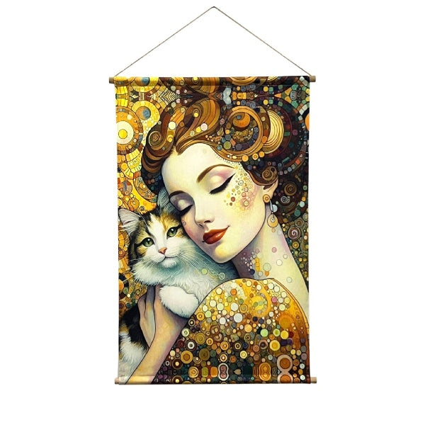 Lienzo Mujer Gato Blanco MD