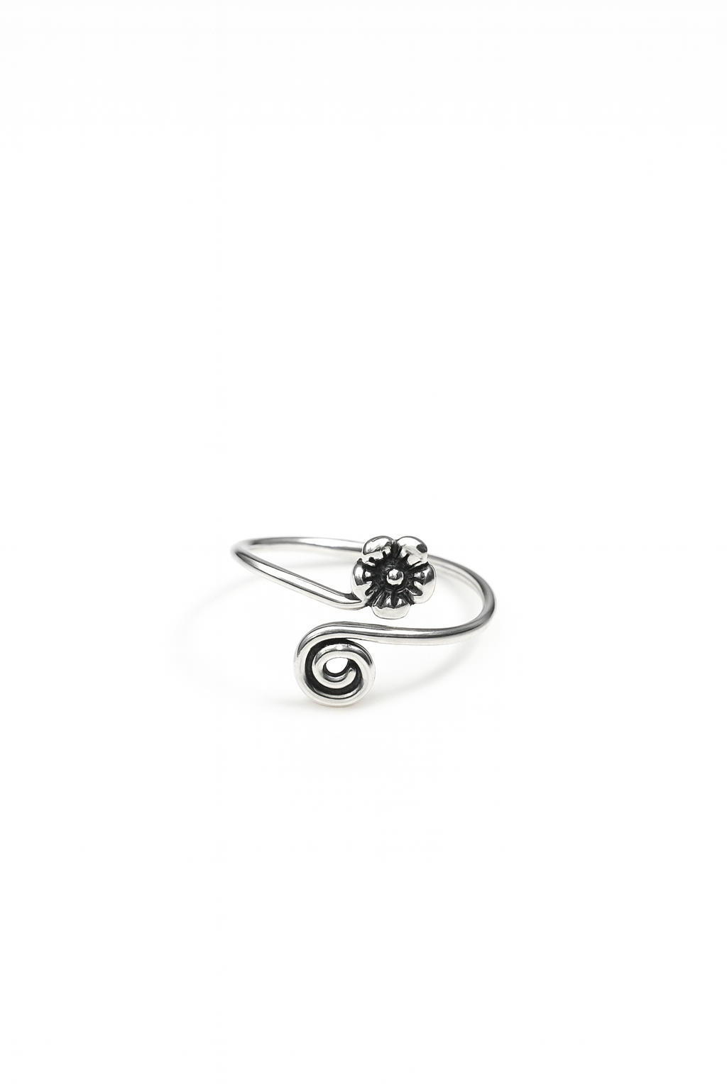 Anillo Pie Espiral y Flor