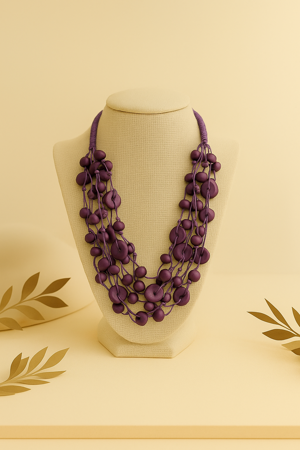 Collar India Bolitas Moradas