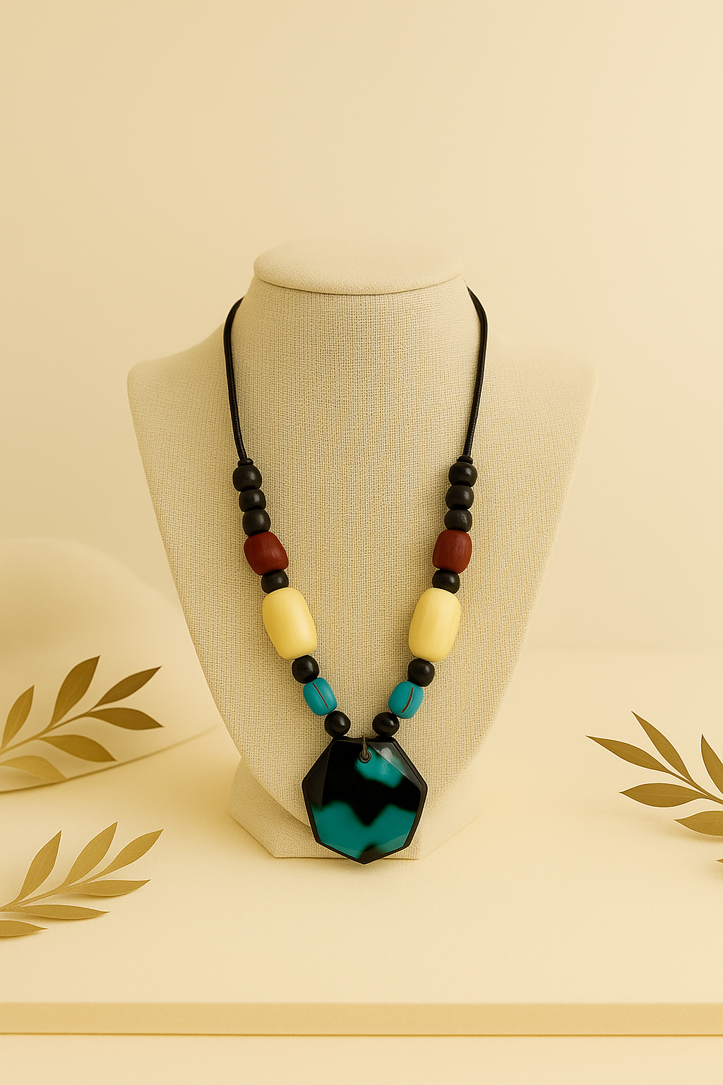 Collar India Resina Azul Medalla