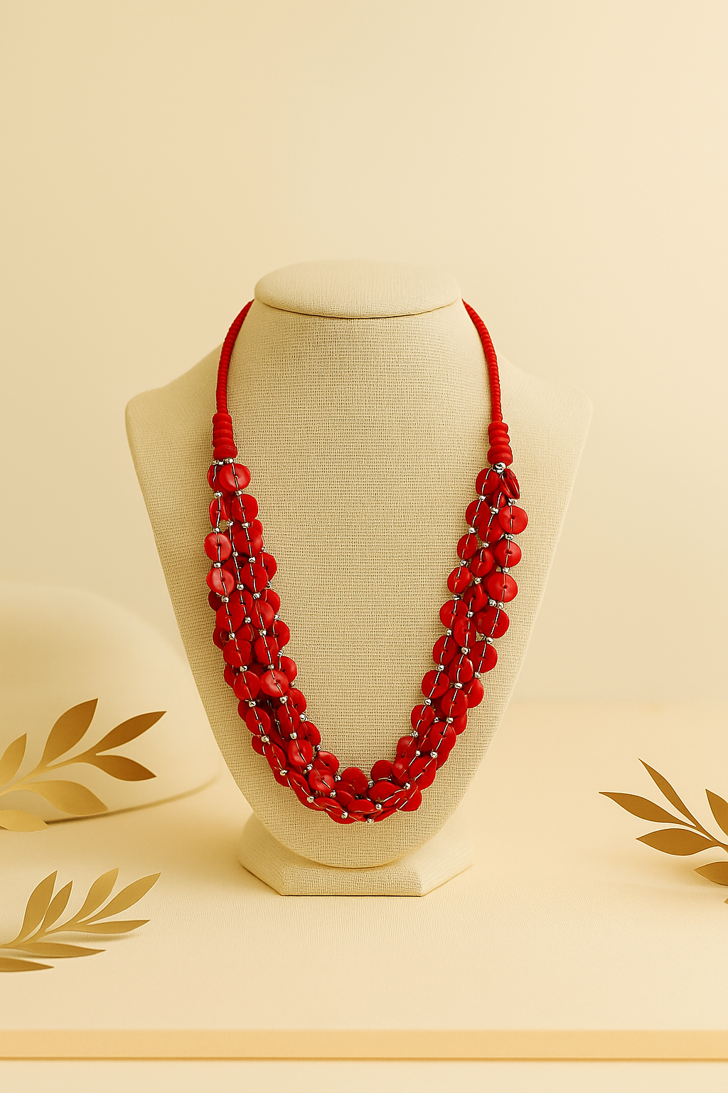 Collar India Bolitas Rojas