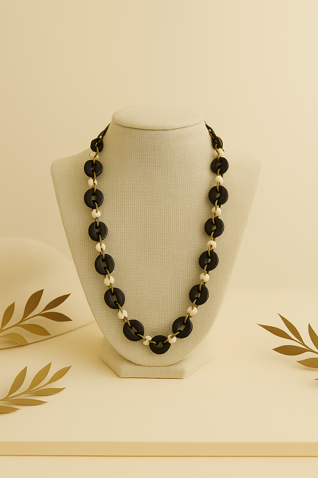 Collar India Resina Negro/Beig