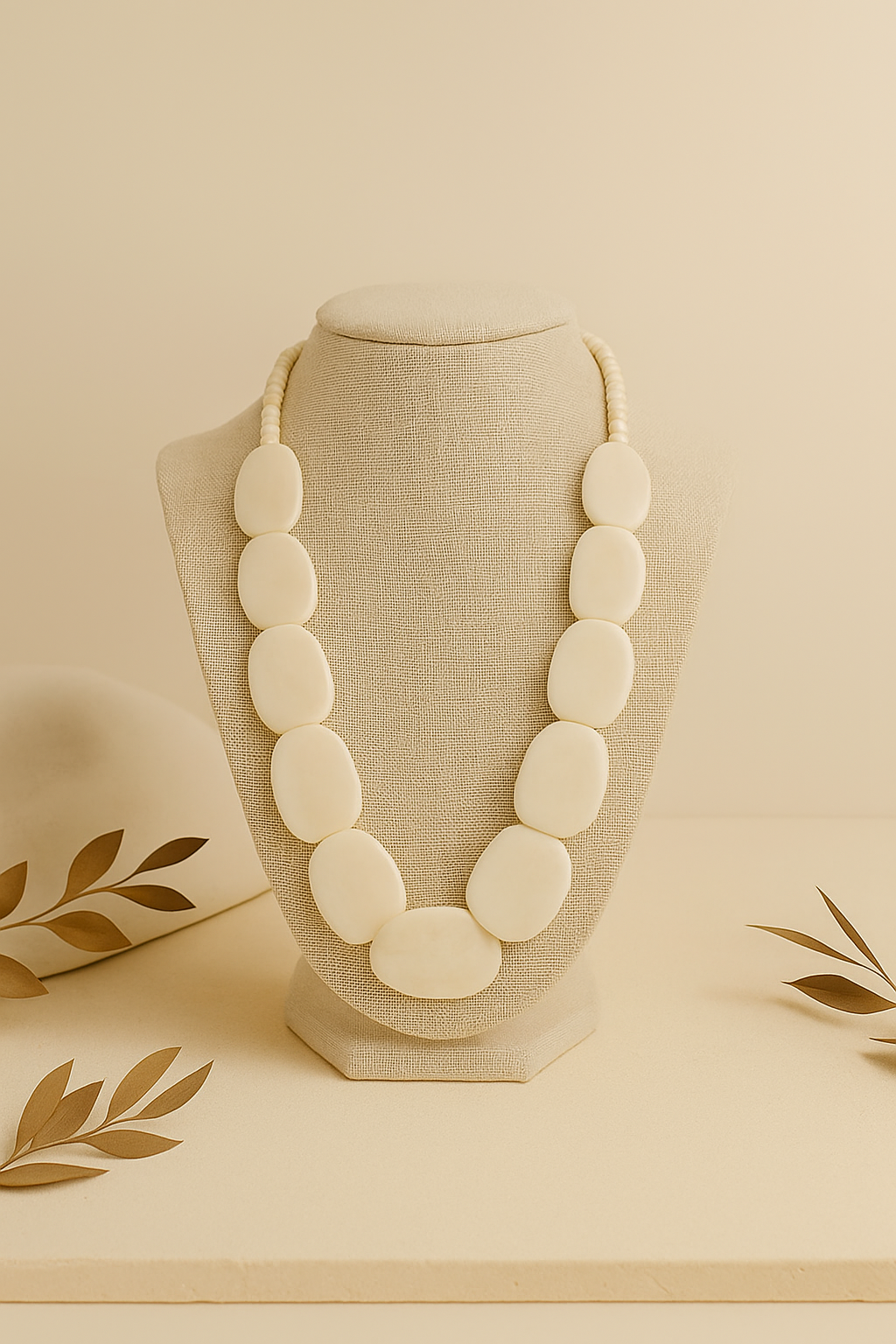 Collar India Resina Blanco