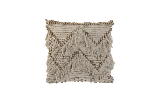 Cojín Algodón Beige Triángulos