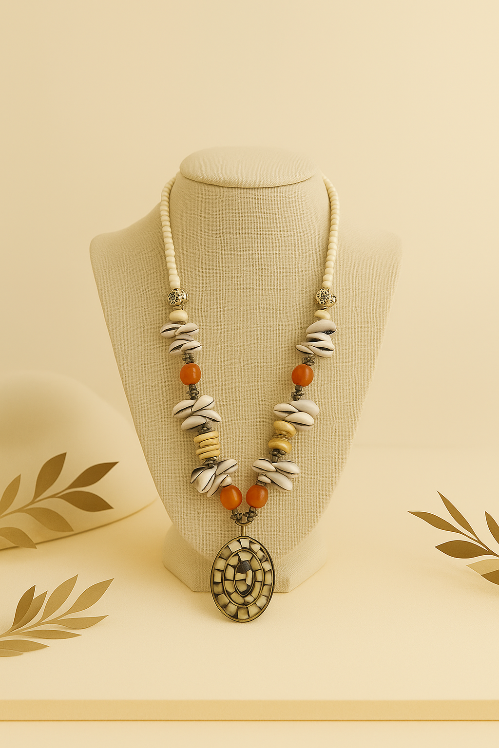 Descubre el Collar India Medallón Beig