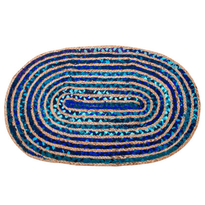 Alfombro Oval Yute Azul