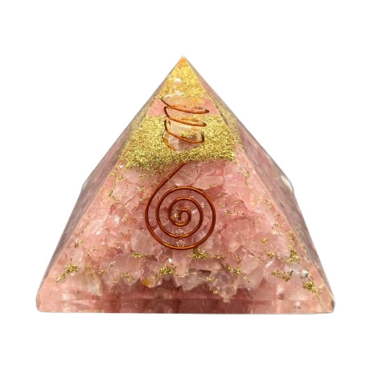Pirámide Orgonita Cuarzo Rosa
