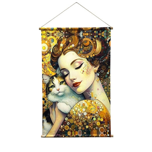 Lienzo Mujer Gato Blanco MD