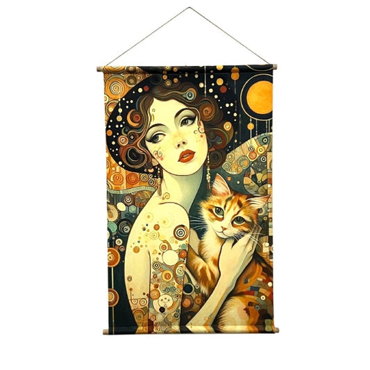 Lienzo Mujer Gato Naranja MD