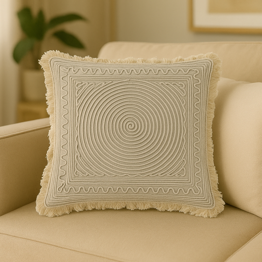 Cojín Algodón Espiral Flecos