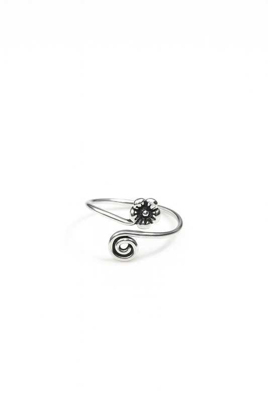 Anillo Pie Espiral y Flor