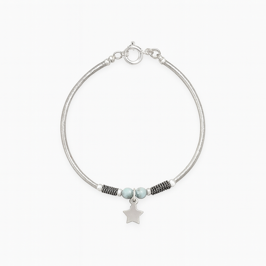 Pulsera Labrada Bolas Turquesa
