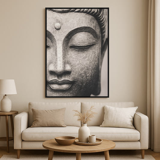Cuadro Cara Buda Blanco/Negro