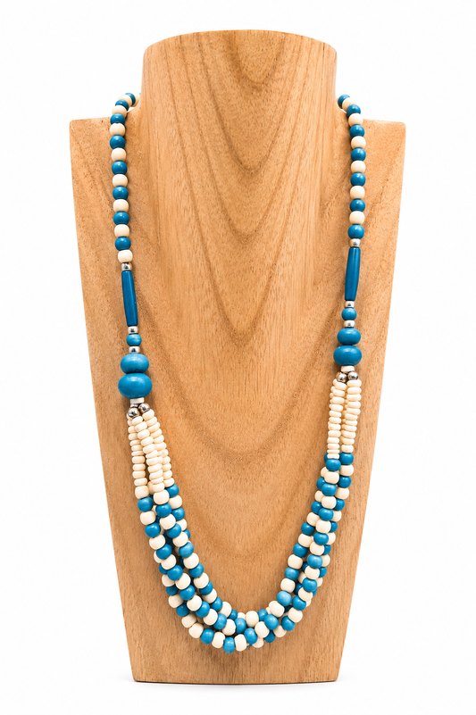Collar Azul Boho Beig