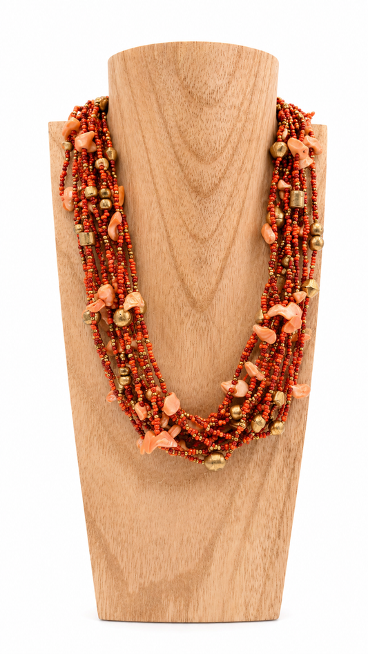 Collar Naranja Bolitas