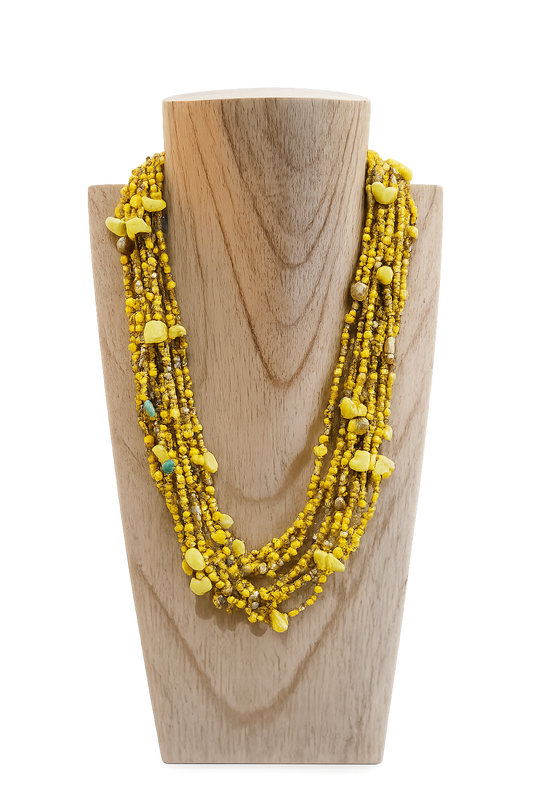 Collar India Yellow Bolitas