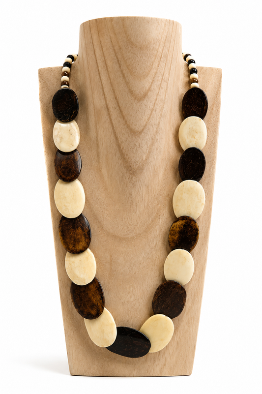 Collar Resina Marrón Blanco