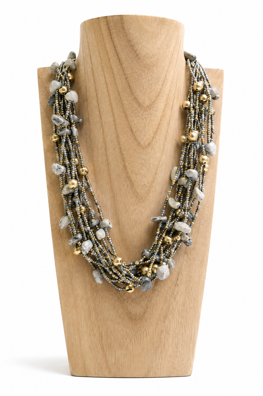 Collar Gris Bolitas
