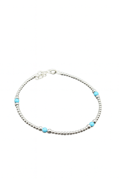 Pulsera Plata Bolitas Azules