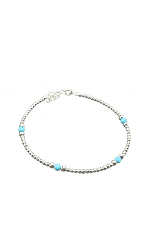 Pulsera Plata Bolitas Azules