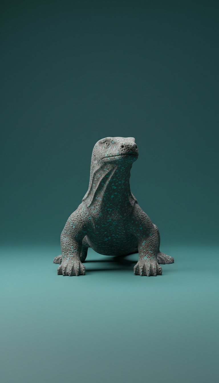 Escultura dragón Komodo en piedra volcánica