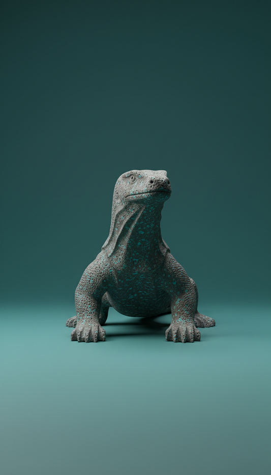 Escultura dragón Komodo en piedra volcánica
